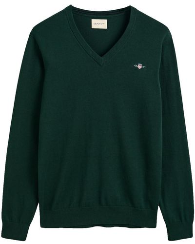 GANT Classic Cotton V-Neck Pullover - Grün