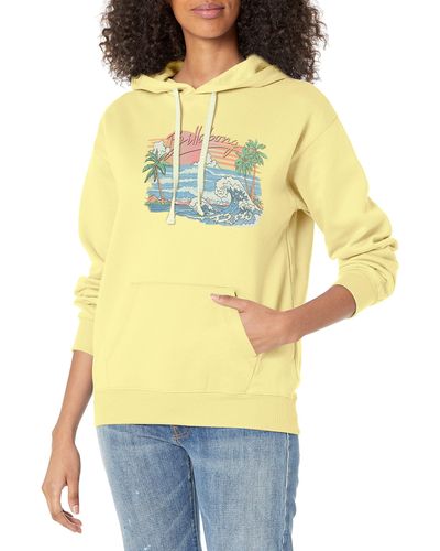 Billabong Graphic Pullover Sweatshirt Fleece Hoodie - Yellow