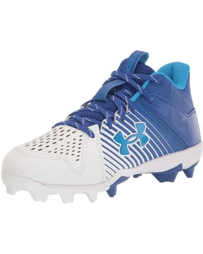 Under Armour Leadoff Mid Rubber Molded Baseball Cleat Shoe, - Bleu