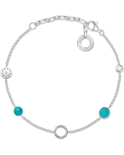 Thomas Sabo Bracelet Charm Pierres turquoise femme Argent sterling 925 noirci X0271-646-7-L19v - Multicolore