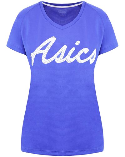 Asics Blue Blue Short Sleeve Graphic S Sports T-shirt 142910 8091