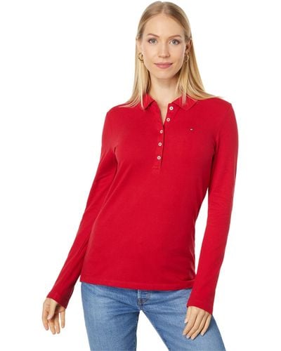 Tommy Hilfiger Long Sleeve Polo Shirt - Red