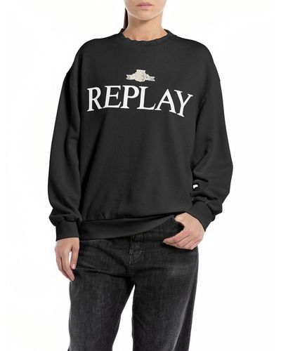 Replay Sweatshirt aus Baumwolle - Schwarz