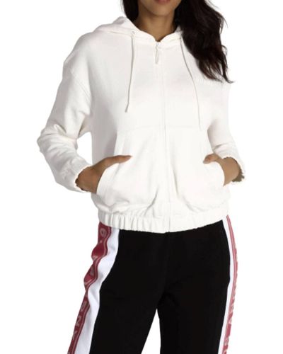 Guess Felpa Donna Corine Full Zip Sweatshirt con Cappuccio Bianco ES23GU61 V3RQ09K68I3 XS