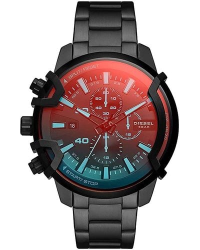 DIESEL 48mm Griffed Quartz Stainless Steel Chronograph Watch - Red