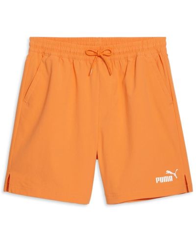 PUMA Mens Essentials Embroidery Woven 7 Inch Shorts Athletic Bottoms Casual - Orange, Orange, Small