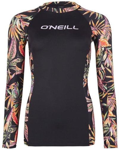 O'neill Sportswear Surf Shirt Anglet Black Tropical Flower XS - Schwarz