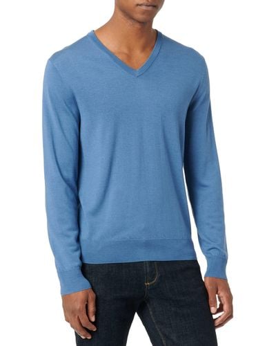 Hackett GMD Merino Silk V NCK Pullover Sweater - Blau
