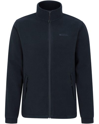 Mountain Warehouse Bernard Mens Windproof Fleece - Windproof, Breathable Jumper, Two Pockets, Full Zip Sweatshirt, Elastic - Blue