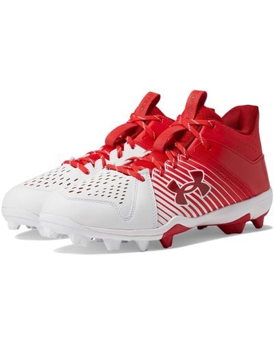 Under Armour Leadoff Mid Rubber Molded Baseball Cleat Shoe, - Rouge