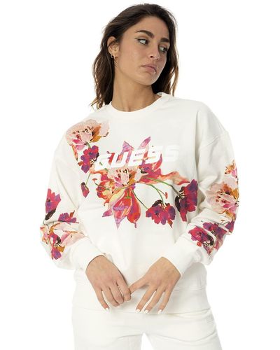 Guess Felpa Donna Corine Flower Sweatshirt Bianco ES23GU56 V3RQ07K68I3 M