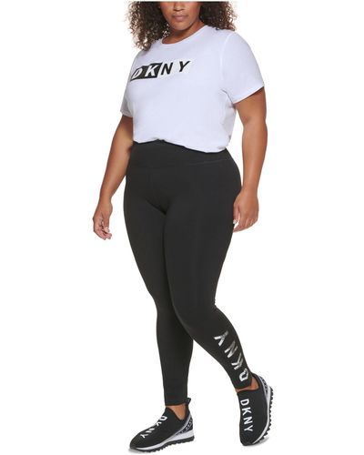 DKNY Plus Cityscape Logo High Waist Full Length Legging - Black
