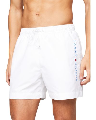 Tommy Hilfiger Bañador para Hombre Medium Drawstring Pernera Media - Blanco