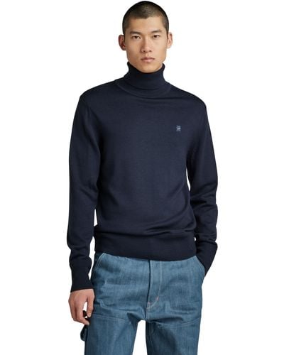 G-Star RAW Premium Core Turtle Neck Knitted Pullover - Blue