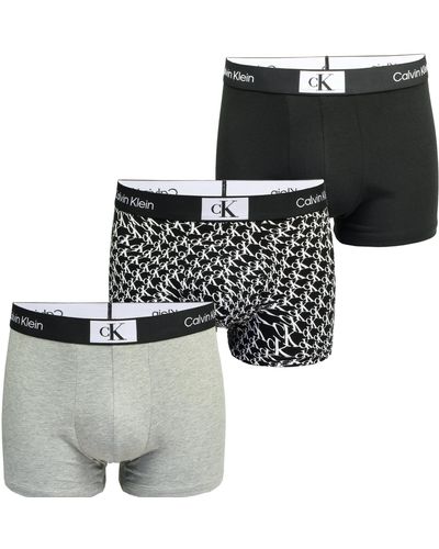 Calvin Klein 3er Pack Boxershorts Trunks Baumwolle mit Stretch - Grau