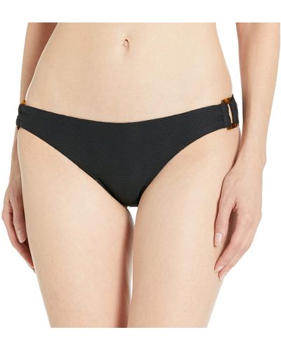 Seafolly Hipster Bikini Bottom Swimsuit with Square Trim Detail - Nero