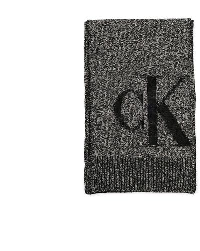 Calvin Klein Tweed Plaited Oversize Monogram Scarf - Gray