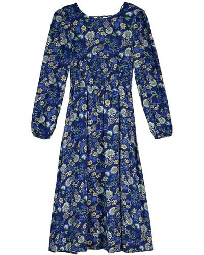 Springfield Midi-jurk Met Elastiek En Taille - Blauw