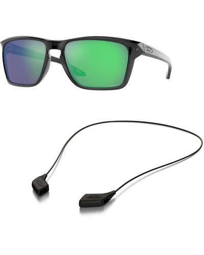 Oakley Oo9448 Sunglasses Bundle: Oo 9448 Sylas 944818 Sylas Black Ink Prizm Jade And Medium Black Leash Accessory Kit - Green