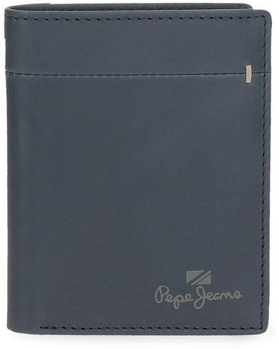 Pepe Jeans Staple Portefeuille Vertical avec Porte-Monnaie Bleu 8,5 x 10,5 x 1 cm Cuir