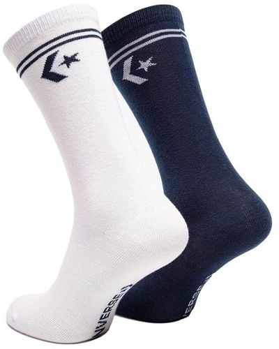 Converse Pack Of 2 Pairs Of Navy Socks For Star Chevron Navy Size 6-8 - Blue