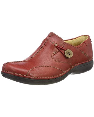 Clarks Un Loop Loafers - Red