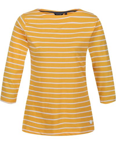 Regatta Ladies Bayla 3/4 Sleeve Go Yellow/white Stripe 8 - Metallic