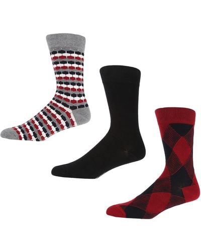 Ben Sherman S Trew Socks In Grey/red/navy Viscose From Bamboo - Multicolour