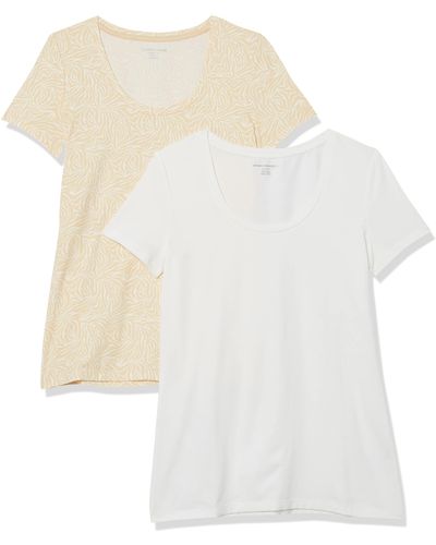 Amazon Essentials Kurzärmliges T-Shirt mit U-Ausschnitt in klassischer Passform - Weiß