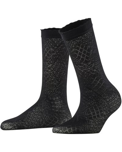 FALKE Socken Ultra Romantic W SO weiches Material gemustert 1 Paar - Schwarz