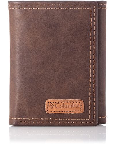 Columbia Big Skinny Trifold Vertical Security Protection Credit Card Slots And Id - Brown