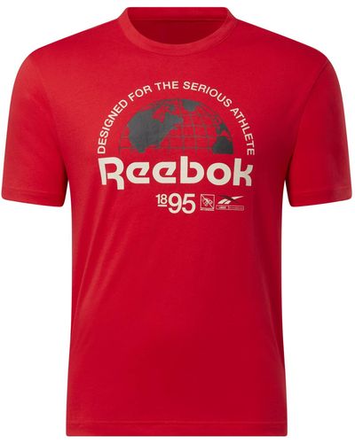 Reebok 's Globe Short Sleeve Tee T-shirt - Red