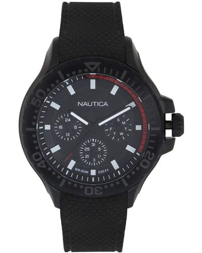 Nautica Datum klassisch Quarz Uhr mit Silikon Armband NAPAUC004 - Schwarz