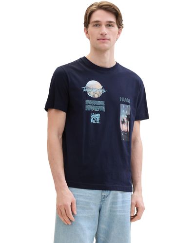 Tom Tailor T-Shirt mit sommerlichem Fotoprint - Blau