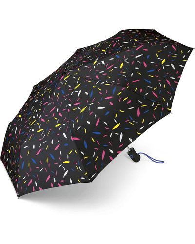 Esprit Parapluie de poche Easymatic Light Little Leaves - Noir