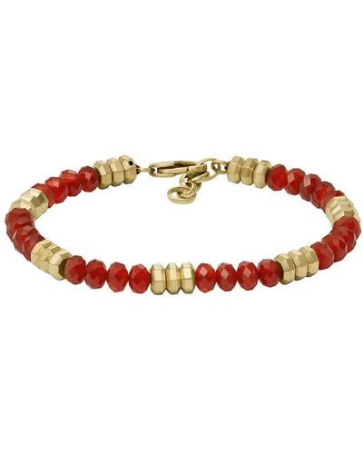 Fossil All Stacked Up Beads JF04606710 Bracelet pour homme en agate rouge - Marron