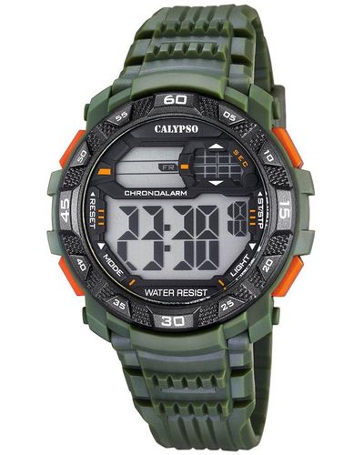 Calypso St. Barth Digital Watch With Lcd Dial Digital Display And Green Plastic Strap K5702/3
