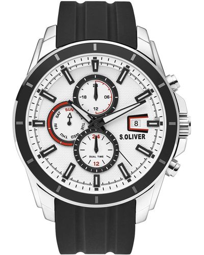 S.oliver Multi Zifferblatt Quarz Uhr mit Silikon Armband SO-3756-PM - Mehrfarbig