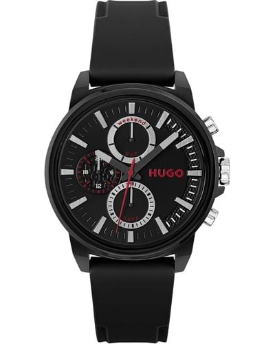 HUGO Analogue Multifunction Quartz Watch For Men With Black Silicone Bracelet - 1530256