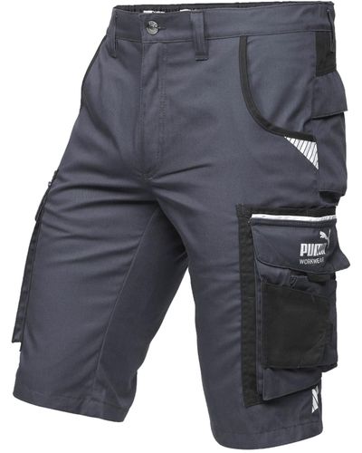 PUMA Pantaloncini da Lavoro Premium con Molte Tasche e Materiale Rinforzato Nero - Blu