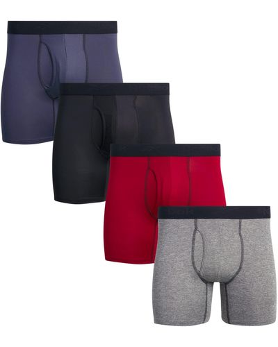 Reebok Performance Boxer Briefs With Fly - Red