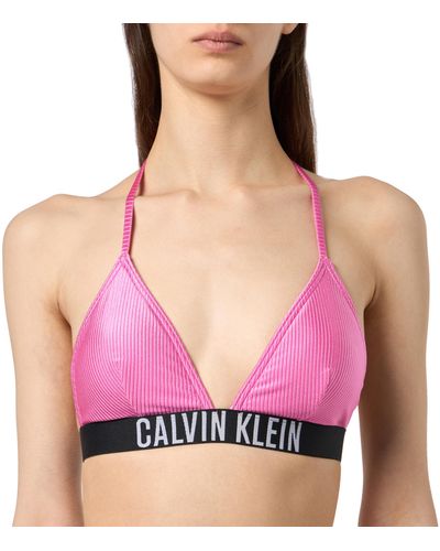 Calvin Klein Bikini Oberteil Triangel Gerippt - Pink