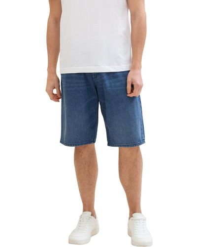 Tom Tailor Morris Fit Shorts mit Leinen - Blau