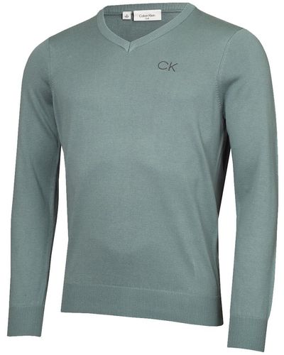 Calvin Klein Neck Tour Golf Jumper - Sage - Green