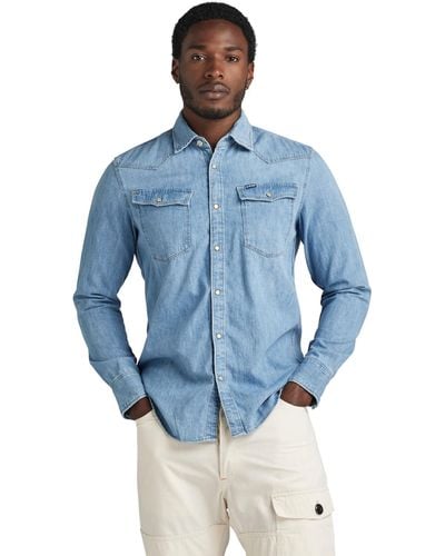 G-Star RAW 3301 Slim Shirt Camicia in Jeans - Blu
