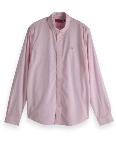 Scotch & Soda Regular FIT-Classic Shirt in Solids and Stripes Freizeithemd - Pink