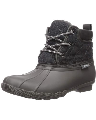 Skechers Pond-lil Puddles-mid Quilted Lace Up Duck Boot With Waterproof Outsole Rain - Black