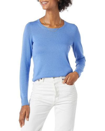 Amazon Essentials Maglione Girocollo Leggero A iche Lunghe - Blu