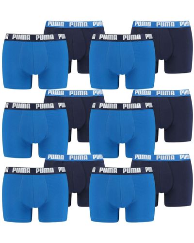 PUMA 12 er Pack Boxer Boxershorts Unterhose Pant Unterwäsche - Blau
