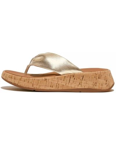 Fitflop F-mode Leather-twist Flatform Toe-thongs - Brown